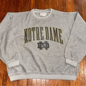 Vintage Large Notre Dame Gear for Sports Gray Crewneck Sweatshirt